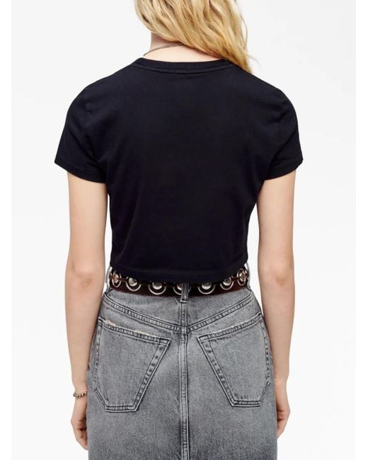 Re/done Cropped T-Shirt in het Black