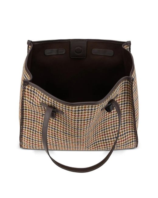Gianni Chiarini Brown Large Marcella Houndstooth-Pattern Shoulder Bag