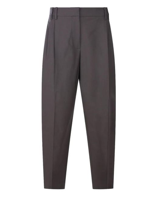 Brunello Cucinelli Gray Pantalon À Détail Plissé