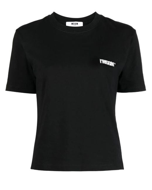 MSGM Black T-Shirt Mit Logo-Patch