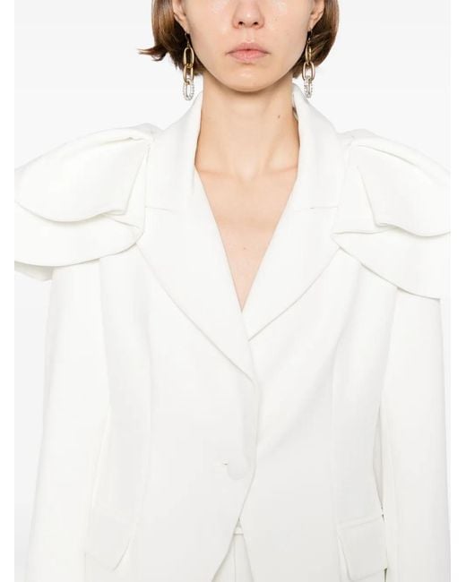 Saiid Kobeisy White Ruffled Tailored Blazer