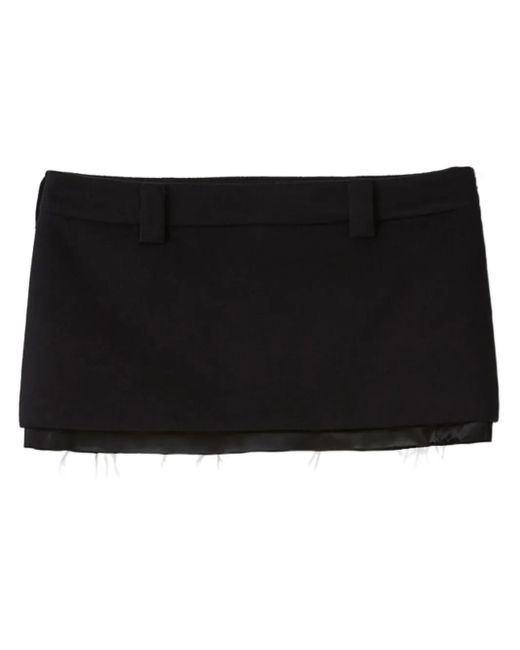 Miu Miu Black Samtrock Mit Satinborte