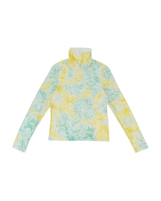 CALLIPYGIAN Green Tie-Dye Turtleneck Top