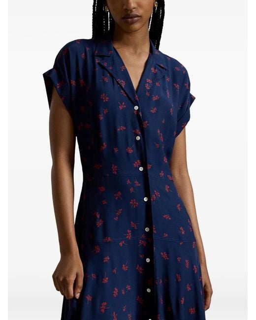 Polo Ralph Lauren Blue Dakota Short-Sleeves Midi Dress