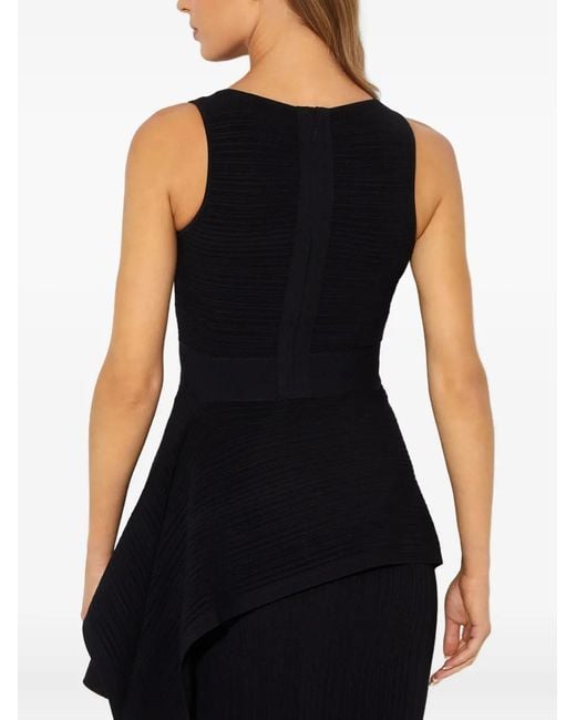 Hervé Léger Black Sleeveless Peplum Blouse