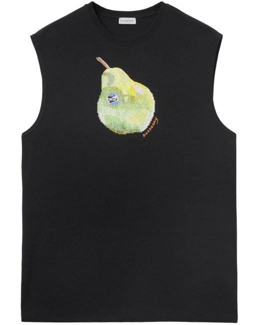 Burberry Black Pear-print Cotton Tank Top for men