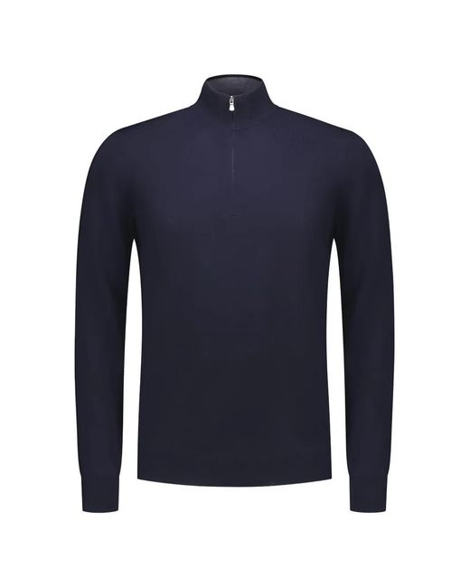 Gran Sasso Blue Zip-Up Knitted Sweater for men