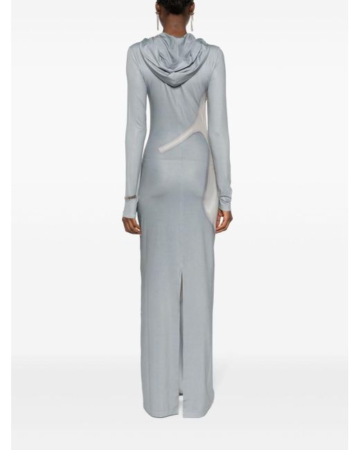 Acne Gray Stiletto-print Hooded Maxi Dress