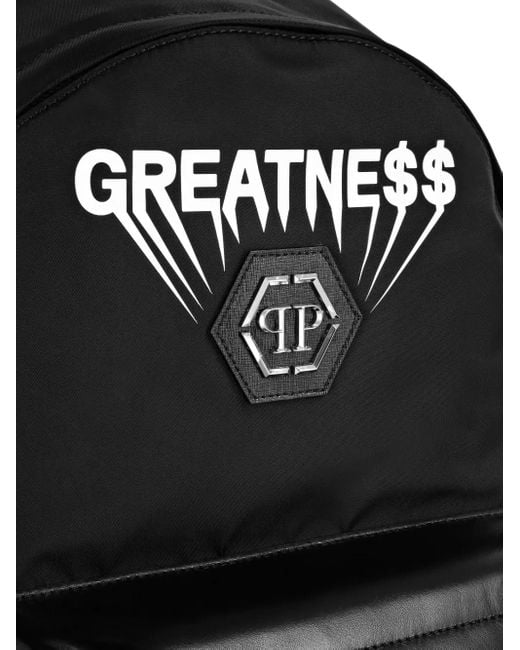 メンズ Philipp Plein プリント バックパック Black