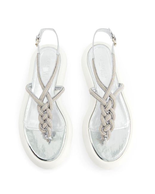 Giambattista Valli White Crystal-embellished Flatform Sandals