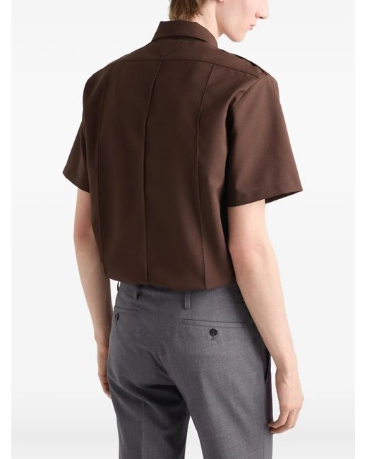 Prada Brown Patch-Pocket Short-Sleeve Shirt for men