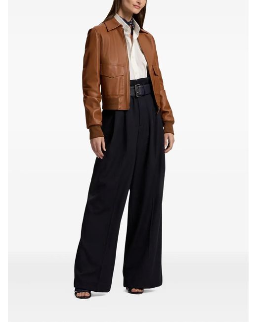 Ralph Lauren Brown Sullivan Leather Bomber Backet