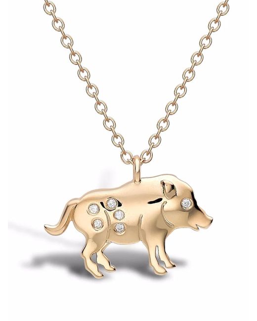 Pendentif Zodiac Cochon En 18Ct Serti De Diamants Pragnell en coloris Metallic