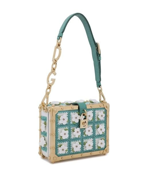 Dolce & Gabbana Blue Dolce Box Raffia Top-Handle Bag