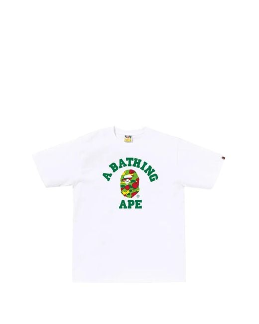 A Bathing Ape White College Ape Head T-Shirt for men