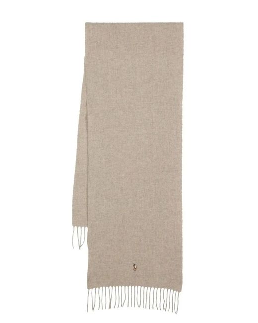 Polo Ralph Lauren Natural Embroidered-logo Fringed Scarf for men