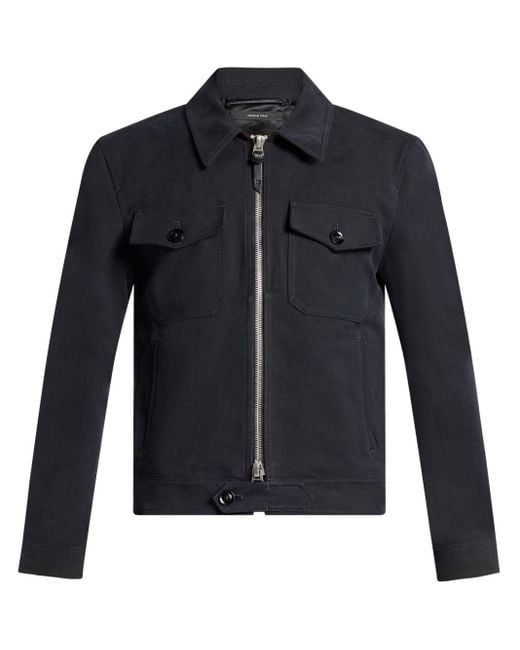 Tom Ford Blue Zip-up Cotton Jacket for men