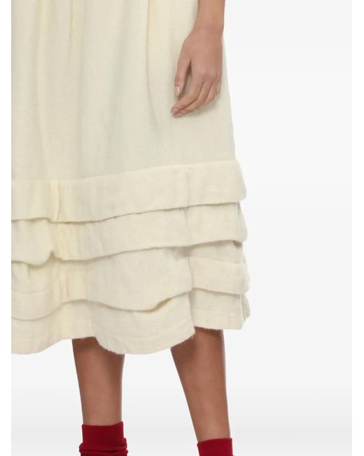 Comme des Garçons White Ruffled Midi Skirt