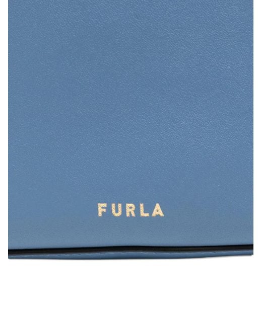 Furla Blue Small Sfera Top-Handle Leather Bucket Bag