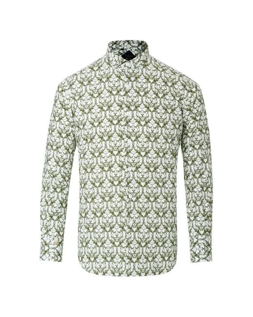 Billionaire White Chemise À Fleurs Et Lions Imprimés for men