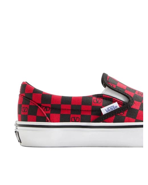 Vans Red X Checkerboard Vlogo Sneakers