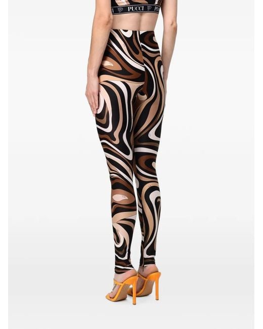 Emilio Pucci Black Marmo-Print Leggings