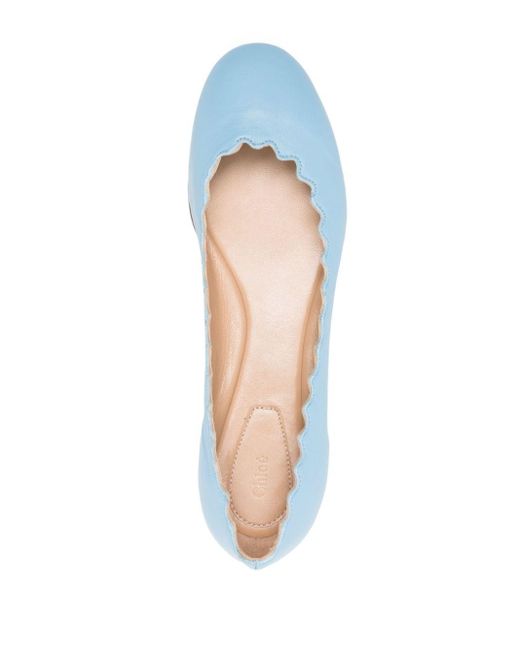 Chloé Blue Lauren Leather Ballerina Shoes