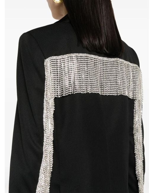 DSquared² Black Crystal-Embellished Fringed Blazer