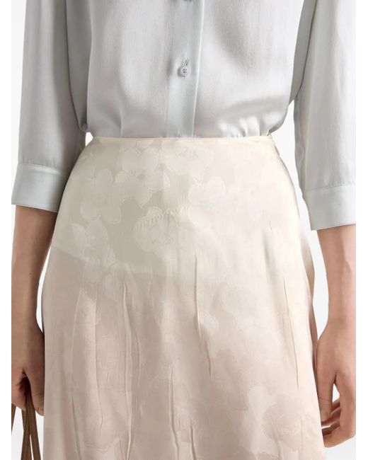 Prada Natural Asymmetrischer Midirock Aus Jacquard