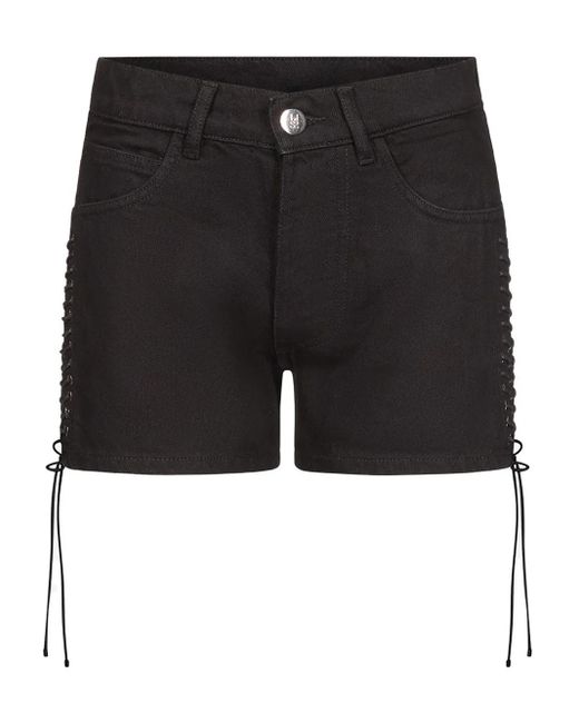 Ludovic de Saint Sernin Black Lace-Up Denim Shorts