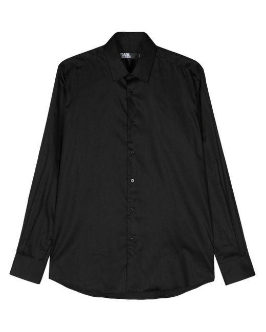 Karl Lagerfeld Black Classic-collar Poplin Shirt for men
