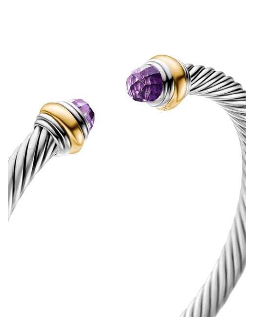 David Yurman White 14Kt And Sterling Classic Cable Bracelet