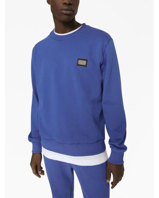 Dolce & Gabbana Blue Cotton Crew-Neck Sweatshirt For for men