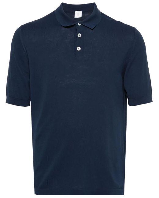 Eleventy Blue Tailored Polo With Traditional Collar And Three-Button Placket for men