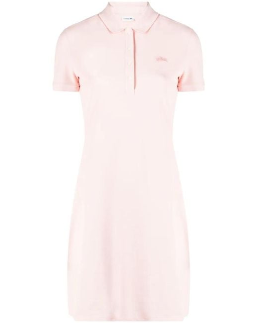 Lacoste Pink Logo-Patch Polo Dress