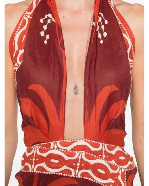 Robe Mi-Longue Buen Viento À Dos Nu Johanna Ortiz en coloris Red