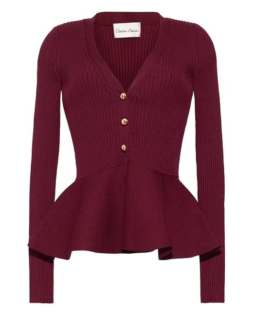 Cara Cara Purple Viva Ribbed Buttoned Top