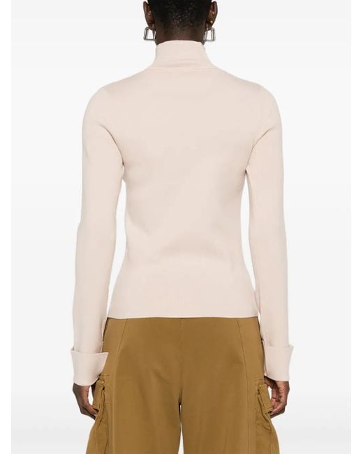 Blugirl Blumarine Trui Met Geometrisch Patroon En Hoge Hals in het Natural