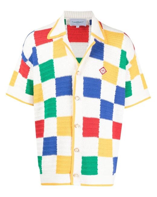 Casablanca White Crochet-Knit Shirt for men