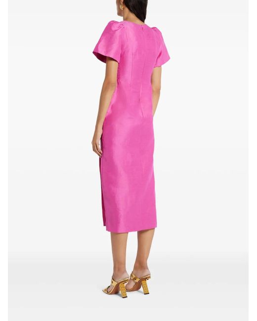 presence twisted midi dress Buy Aje White Presence Twisted Midi Dress in Linen Blend For Women Online