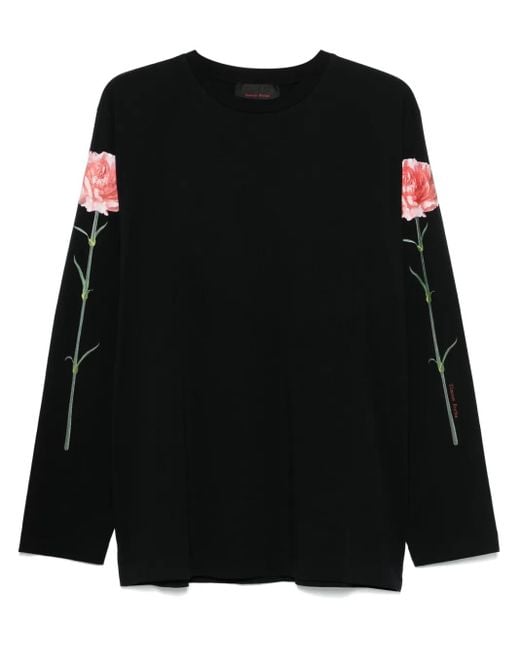 Simone Rocha Carnation-Print Long-Sleeve T-Shirt in Black for Men