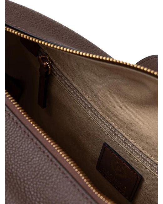 Pollini Brown Grained-Effect Logo-Buckle Cross-Body Bag