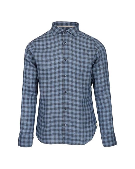 Al Duca D'aosta Blue Gingham-Check Shirt for men