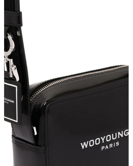 Wooyoungmi White Logo-Print Rectangular-Shape Crossbody Bag for men