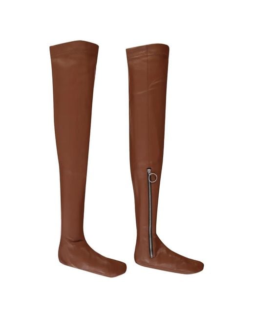 Cedric Charlier Brown Zip-Fastening Over-The-Knee Socks