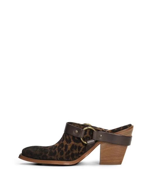 METISSE Brown Leopard-Print Buckled Mules
