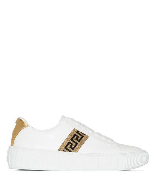 Versace White Greca Leather Sneakers