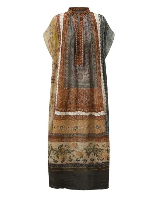 Into The East Brown Abstract-Pattern Dress