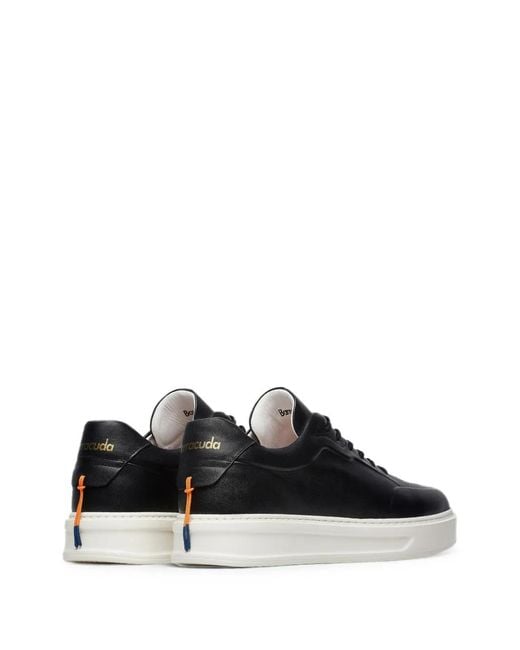 Barracuda Black Perforated-Detail Lace-Up Sneakers for men