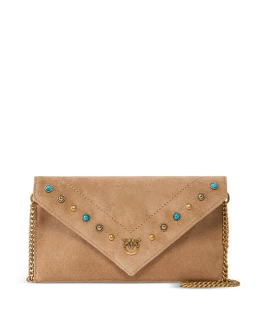 Pinko Natural Small Suede Clutch Bag